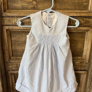 Edgehill Collection Baby Dress in Light Blue and White
